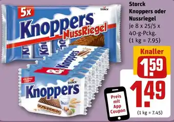 Rewe DE Storck Knoppers oder Nussriegel aanbieding