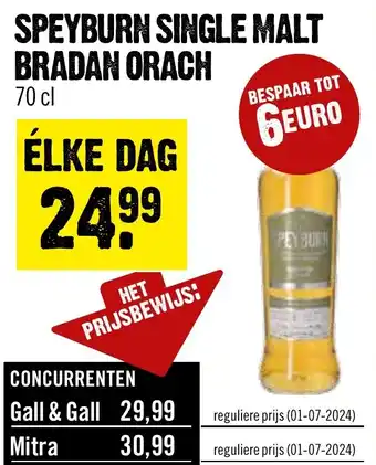 Dirck 3 SPEYBURN SINGLE MALT BRADAN ORACH 70 cl aanbieding