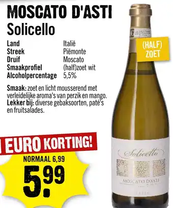 Dirck 3 MOSCATO D'ASTI Solicello aanbieding