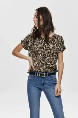 Wehkamp ONLY top ONLMONSTER met panterprint bruin/ zwart aanbieding