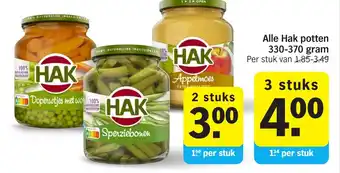 Albert Heijn Alle Hak potten 330-370 gram aanbieding