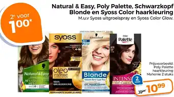 Trekpleister Natural & Easy, Poly Palette, Schwarzkopf Blonde en Syoss Color haarkleuring aanbieding