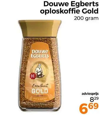 Trekpleister Douwe Egberts oploskoffie Gold 200 gram aanbieding