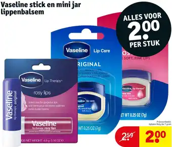 Kruidvat Vaseline stick en mini jar lippenbalsem aanbieding