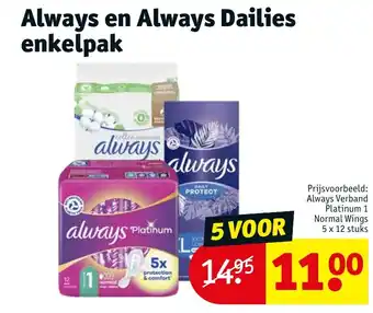 Kruidvat Always en Always Dailies enkelpak aanbieding