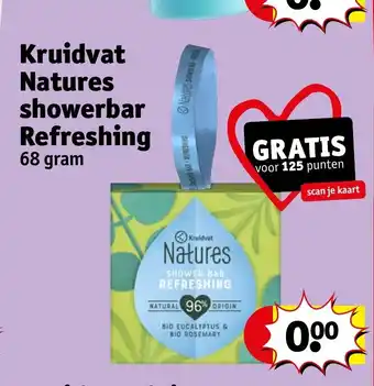 Kruidvat Natures showerbar Refreshing 68 gram aanbieding