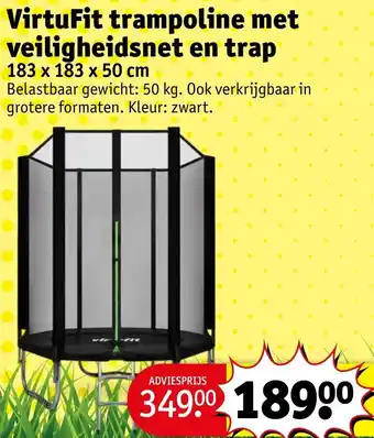 Kruidvat VirtuFit trampoline met veiligheidsnet en trap 183 x 183 x 50 cm aanbieding