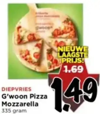 Vomar Voordeelmarkt G'woon Pizza Mozzarella 335 gram aanbieding