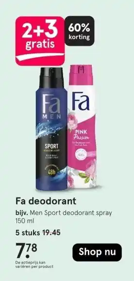 Etos Fa deodorant aanbieding