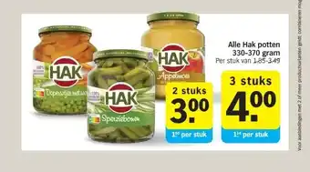 Albert Heijn Alle Hak potten 330-370 gram aanbieding