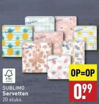 ALDI SUBLIMO Servetten 20 stuks. aanbieding