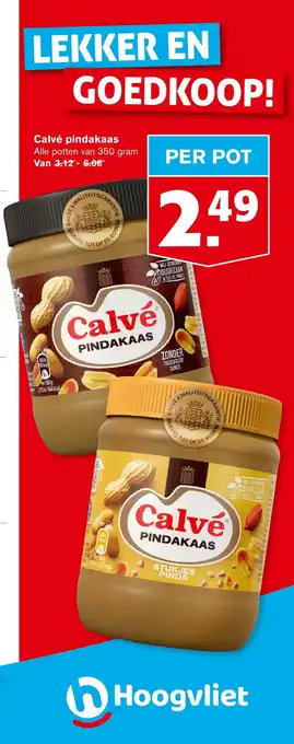 Hoogvliet Calvé pindakaas 350 gram aanbieding