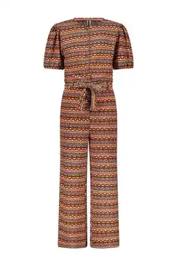 Wehkamp B.Nosy jumpsuit met all over print oranje/blauw aanbieding