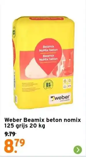 GAMMA Weber Beamix beton nomix 125 grijs 20 kg aanbieding