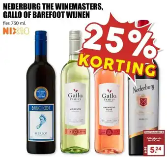 MCD Supermarkt NEDERBURG THE WINEMASTERS, GALLO OF BAREFOOT WIJNEN aanbieding