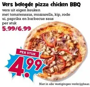 Boon`s Markt Vers belegde pizza chicken BBQ aanbieding