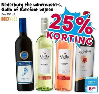 Boon`s Markt Nederburg the winemasters, Gallo of Barefoot wijnen aanbieding
