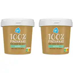 Albert Heijn AH Terra Plantaardig pindakaas naturel 2-pack aanbieding