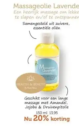 De Rode Pilaren Massageolie Lavendel aanbieding