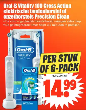 Dirk Oral-B Vitality 100 Cross Action elektrische tandenborstel of opzetborstels Precision Clean aanbieding