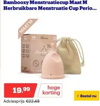 Bol.com Bamboozy Menstruatiecup Maat M Herbruikbare Menstruatie Cup Period Menstrueren Zero Waste aanbieding