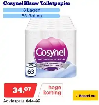 Bol.com Cosynel Blauw Toiletpapier aanbieding