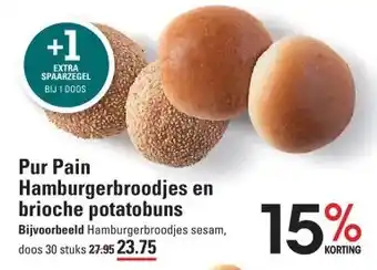 Sligro Pur Pain Hamburgerbroodjes en brioche potatobuns aanbieding