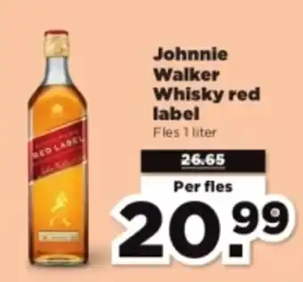 PLUS Johnnie walker whisky red label per fles aanbieding