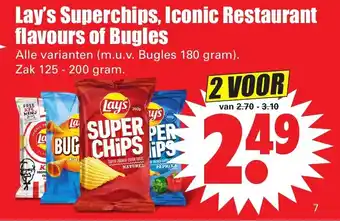 Dirk Lay's Syperchips, Iconic Restaurant flavours of Bugles 2*125-200g aanbieding