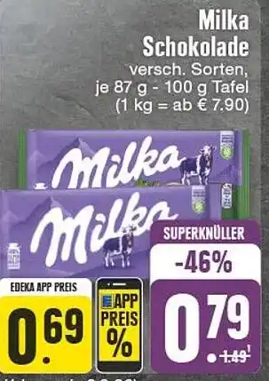 Edeka DE Milka Schokolade aanbieding