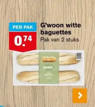 Hoogvliet G'woon witte baguettes aanbieding