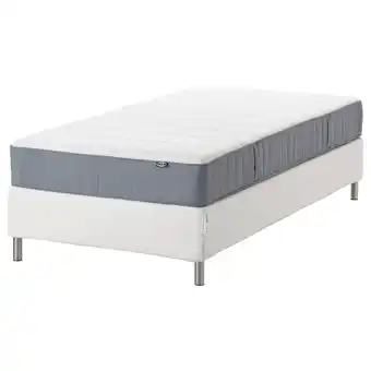 IKEA EspevÄr/vesterÖy Lattenmatrasbodem met poten, wit/middelhard lichtblauw, 90x200 cm aanbieding