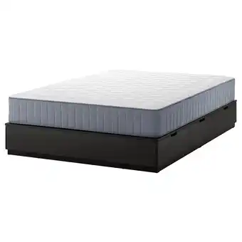 IKEA Nordli Bedframe met opbergruimte en matras, antraciet/vågstranda middelhard, 140x200 cm aanbieding