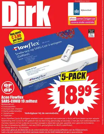 Dirk Acon Flowflex SARS-COVID 19 zelftest aanbieding