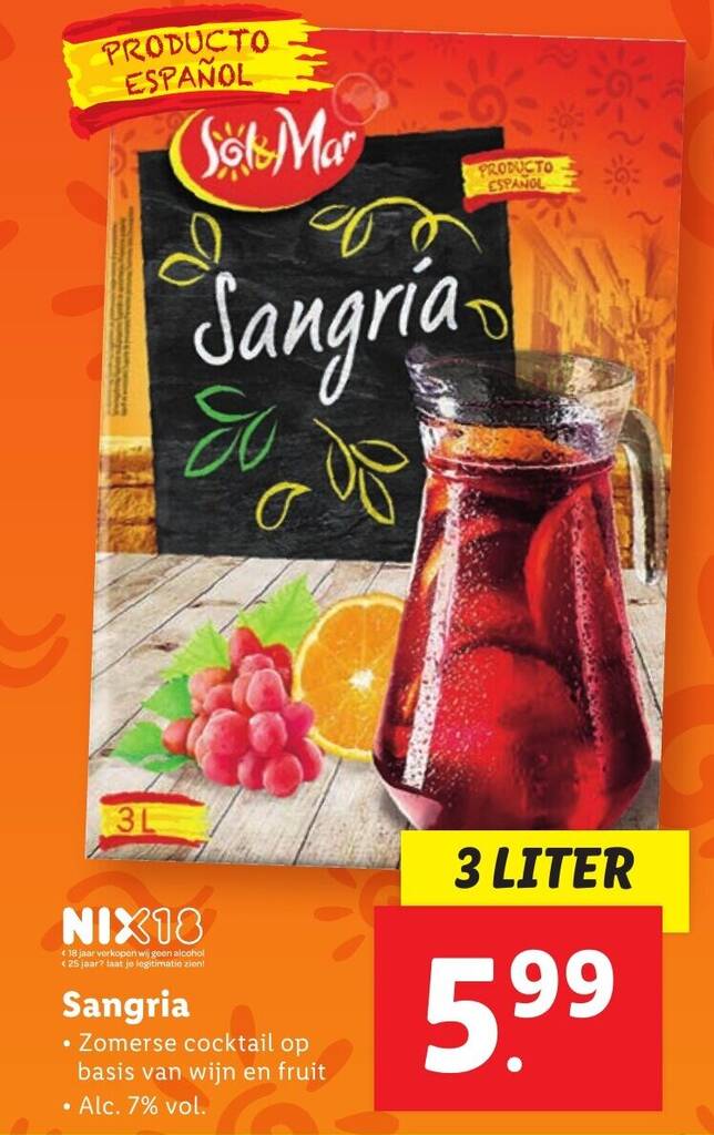 Sangria 3 liter aanbieding bij Lidl