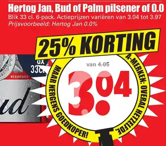 Dirk Hertog Jan, Palm of Bud pils 6*330ml aanbieding