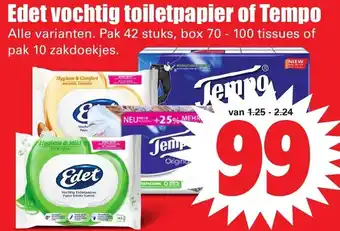 Dirk Edet vochtig toiletpapier of Tempo aanbieding