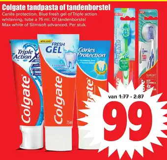 Dirk Colgate tandpasta of tandenborstel aanbieding