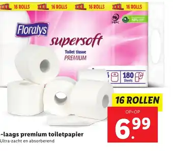 Lidl 4-laags premium toiletpapier 16 ROLLEN aanbieding