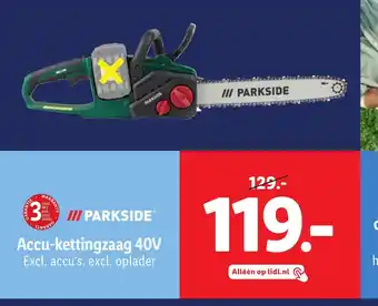 Lidl PARKSIDE Accu kettingzaag 40V aanbieding