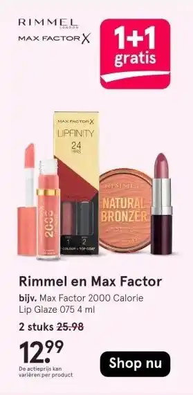 Etos Rimmel en Max Factor aanbieding
