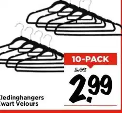 Vomar Voordeelmarkt Kledinghangers Zwart Velours aanbieding