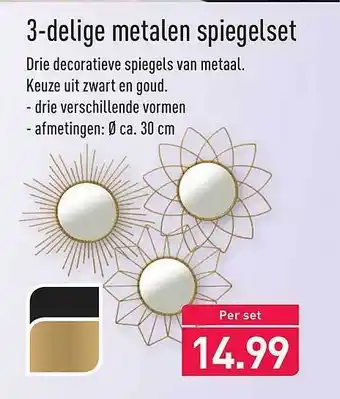 ALDI 3-Delige Metalen Spiegelset aanbieding