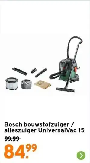 GAMMA Bosch bouwstofzuiger / alleszuiger UniversalVac 15 aanbieding