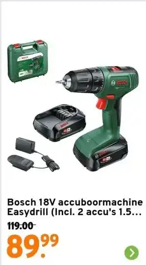 GAMMA Bosch 18V accuboormachine Easydrill (Incl. 2 accu's 1.5Ah + lader) aanbieding