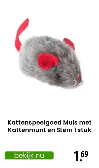 Zooplus Kattenspeelgoed Muis met Kattenmunt en Stem 1 stuk aanbieding