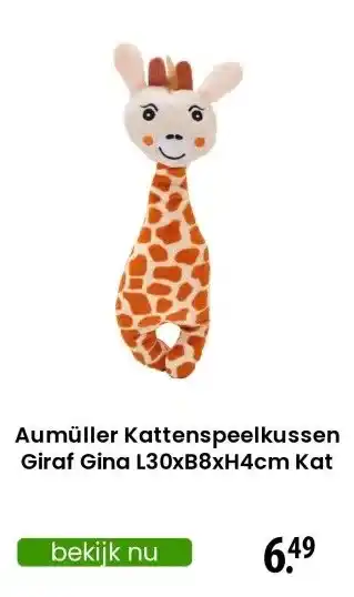 Zooplus Aumüller Kattenspeelkussen Giraf Gina L30xB8xH4cm Kat aanbieding