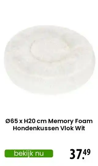 Zooplus Ø65 x H20 cm Memory Foam Hondenkussen Vlok Wit aanbieding