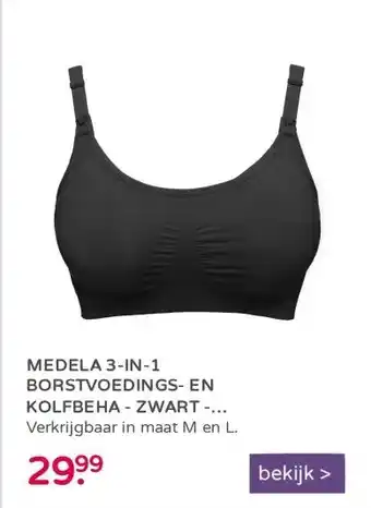 Prenatal Medela 3-in-1 Borstvoedings- en kolfbeha -  Zwart - maat L aanbieding