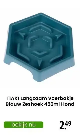 Zooplus TIAKI Langzaam Voerbakje Blauw Zeshoek 450ml Hond aanbieding